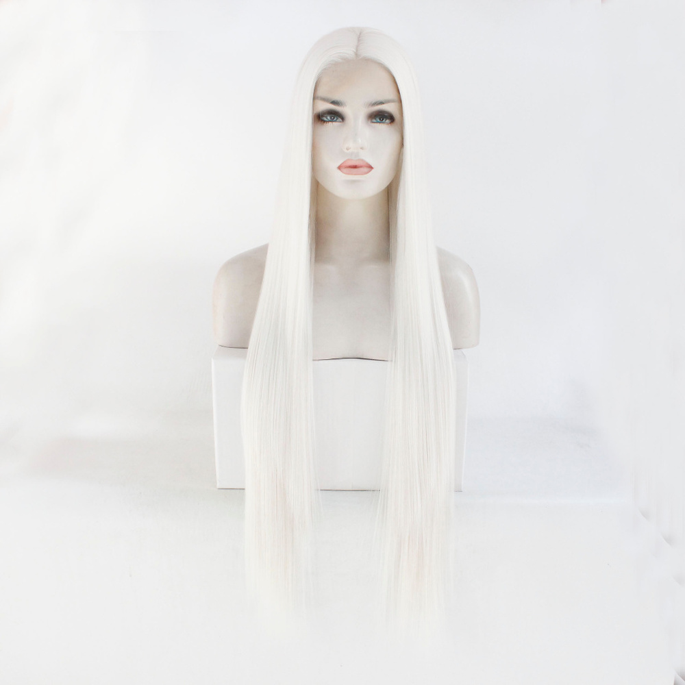 Long 30 Inch White Color Lace Front Wigs - Picture 1 of 5
